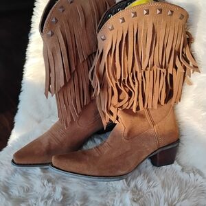 Women’s Durango Fringe Suede Western Boots - Brown
